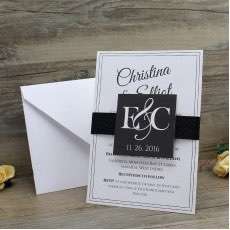 Black and White Invitation Card Simple Style Business Card Wedding Invitation with Envelope